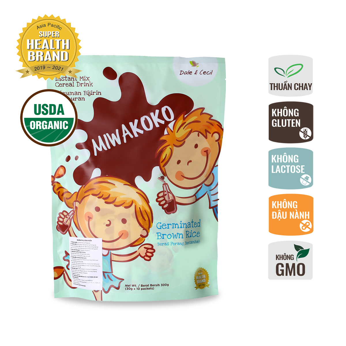 Sữa Hạt Dinh Dưỡng Miwakoko Vị Cacao Túi 300g Bổ Sung Năng Lượng, Phát Triển Trí Não Toàn Diện - Miwako