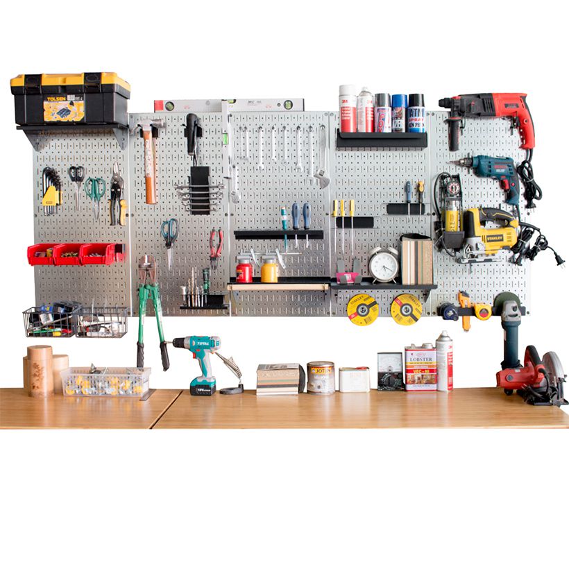 Bộ kệ đỡ 40 Pegboard - Giá treo bằng thép sơn tĩnh điện - Phụ kiện móc treo dụng cụ Pegboard