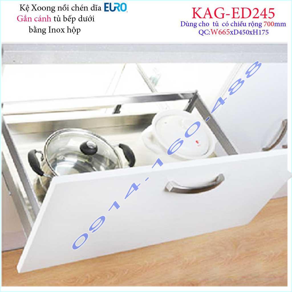 Kệ xoong nồi KAG-ED245-70cm inox hộp, Kệ đựng chén bát-nồi xoong inox hộp âm tủ 70cm