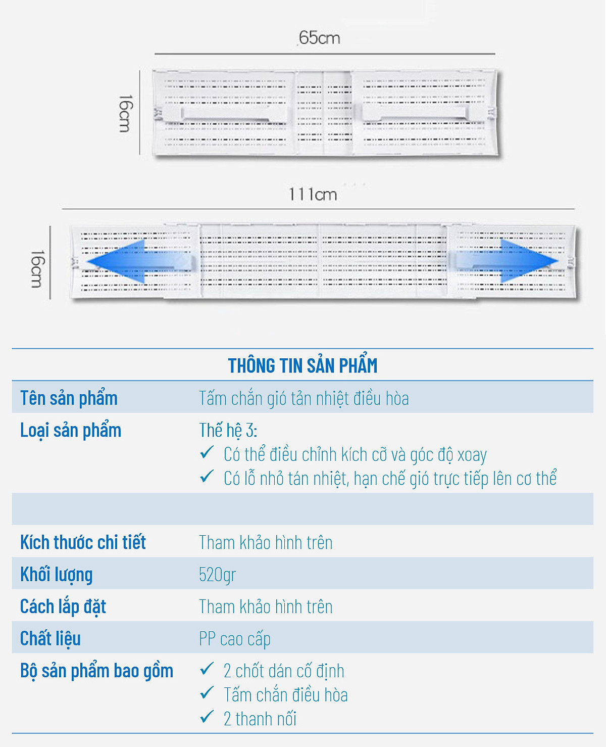 Tấm Chắn Gió Điều Hòa - Hàng Chính Hãng -  Tản Nhiệt Máy Lạnh - Xoay 180 Độ , Thiết Kế Lỗ Thông Gió Nhỏ