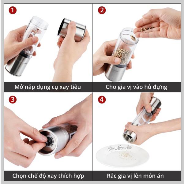 Máy xay tiêu cầm tay 2in1 inox 304 - AsiaMart