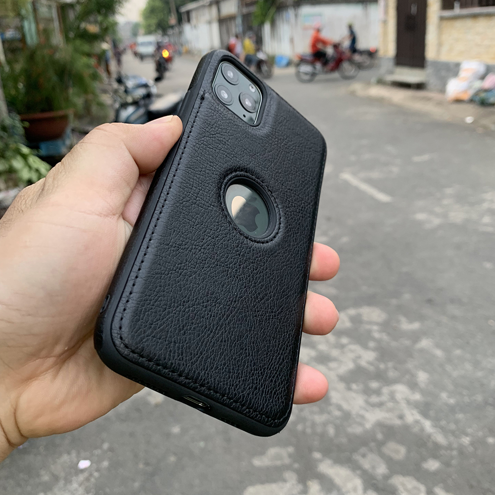 Ốp lưng da cao cấp dành cho iPhone 11 Pro Max - Màu đen