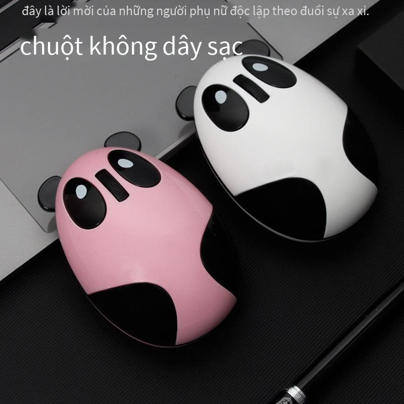 Điểm tốt nhất chuột không dây 2.4G cô gái hoạt hình dễ thương chuột gấu trúc tích hợp pin sạc tắt tiếng