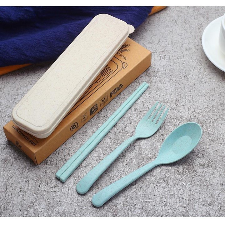 Bộ Muỗng Đũa Lúa Mạch An Toàn Cho Sức Khỏe Mẫu Mới-Giao màu ngẫu nhiên
