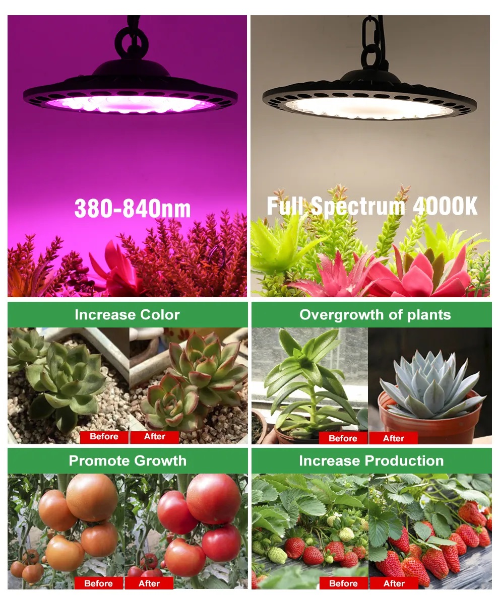 Đèn Led chống nước trồng cây trong nhà Terino D152 (Led UFO) (200W, đèn phát triển bổ xung cho cây) - Hàng chính hãng