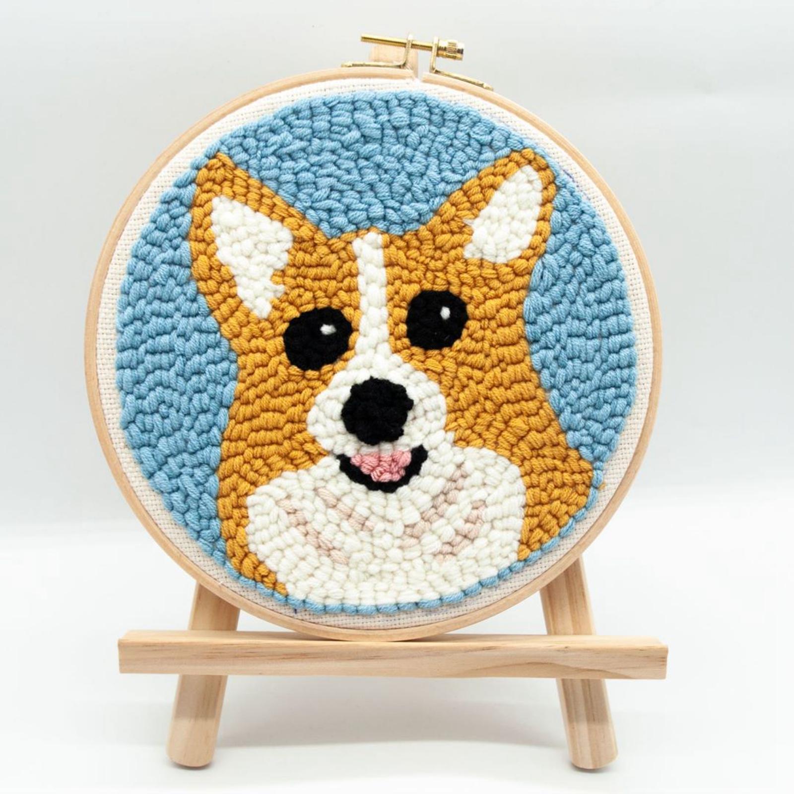 Punch Embroidery Starter Kits Cute Dog DIY Rug Punch Kit DIY Beginner