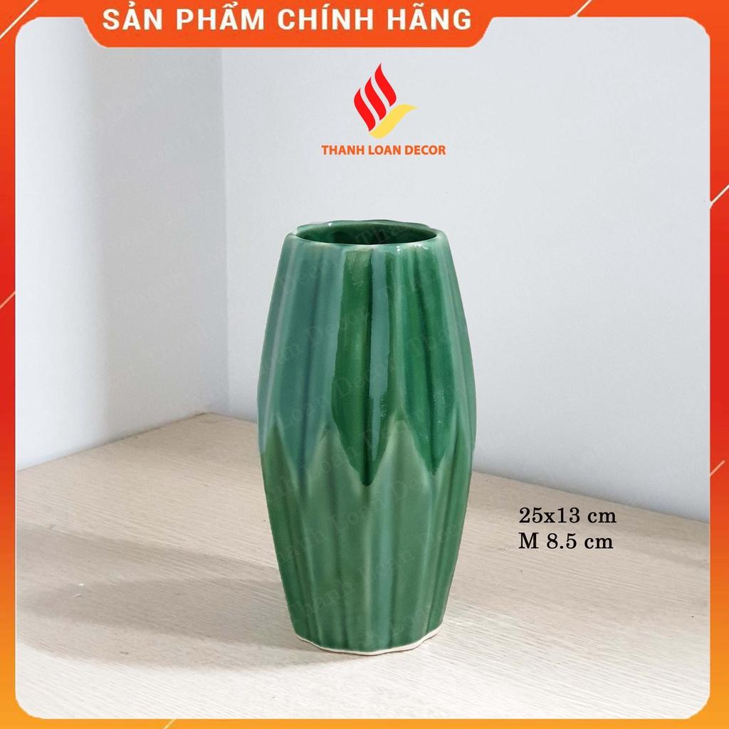 Lọ hoa gốm Bát Tràng - Bình hoa men mát cao 21cm dáng mũi tên trang trí để bàn