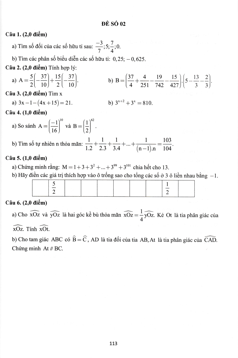 Đề Kiểm Tra Đánh Giá Năng Lực Môn Toán Lớp 7 _EDU