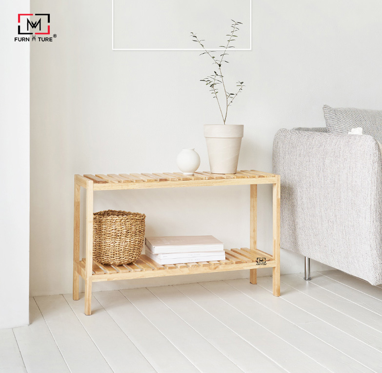 KỆ GỖ ĐỂ GIÀY DÉP XUẤT KHẨU 2 TẦNG SIZE 80CM - BENCH 2 FLOOR NATURAL