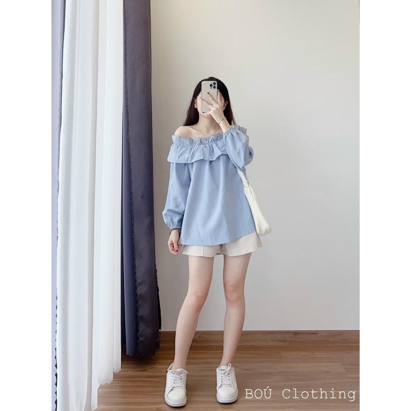 Áo trễ vai nữ viền bèo nữ tính
