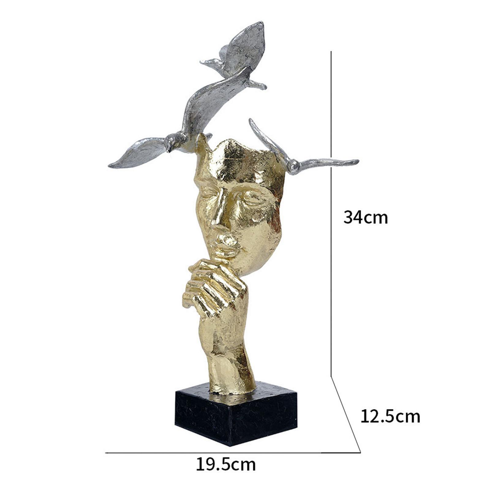 Modern Thinker Statue Half Face Figurine Artworks Decor Abstract for Table