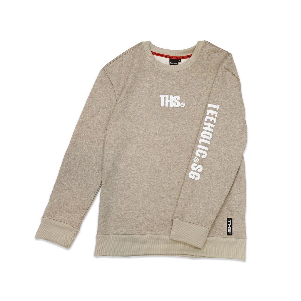 Áo Sweater Nỉ TeeHolic In Nổi Logo THS Màu Kem