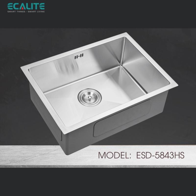 Chậu Rửa Chén Vision Manual Sink Ecalite ESD-5843HS - Chất Liệu Inox 304 Siều Bền - Ngang 58cm - Lắp Nổi/Lắp Âm - Hàng Chính Hãng