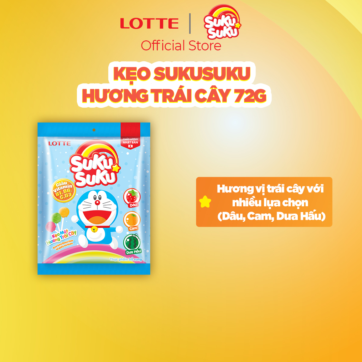 Kẹo SukuSuku hương trái cây 72 g