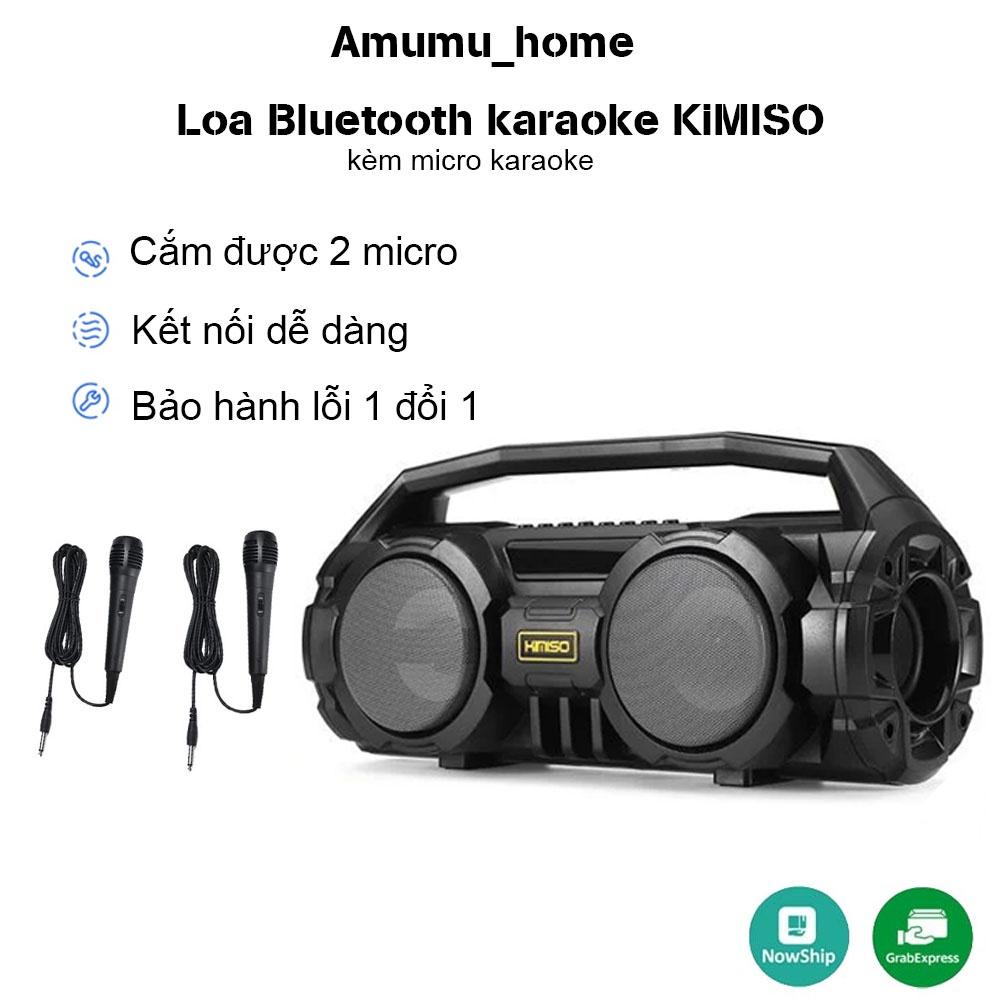 Loa Bluetooth karaoke xách tay Kimiso KM-S1/S2 - 2 Bass Cực Mạnh Tặng 1 Micro Có Dây Hát Karaoke, Loa cầm tay