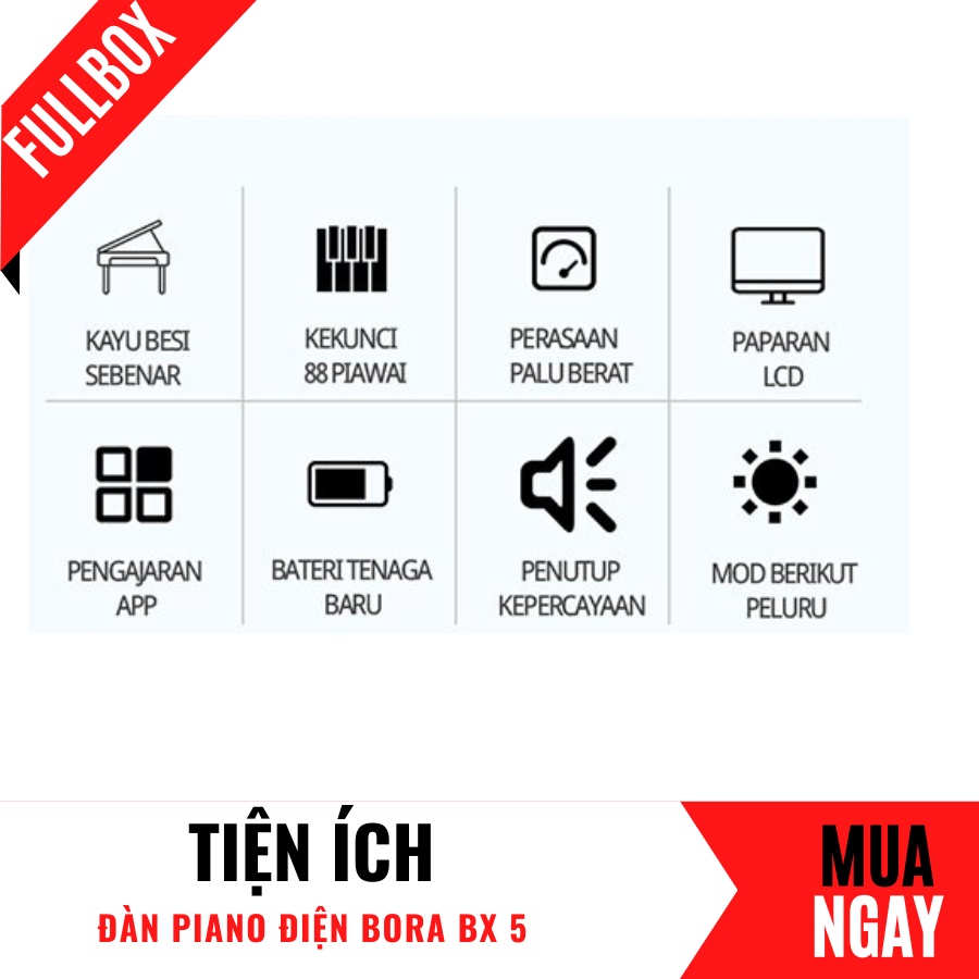 Đàn Piano Điện Bora BX 05 - 88 Phím Nặng Cảm Lực - Kết Nối Blutetooth +Khăn Phủ Đàn + Chân Đàn + Tai Phone