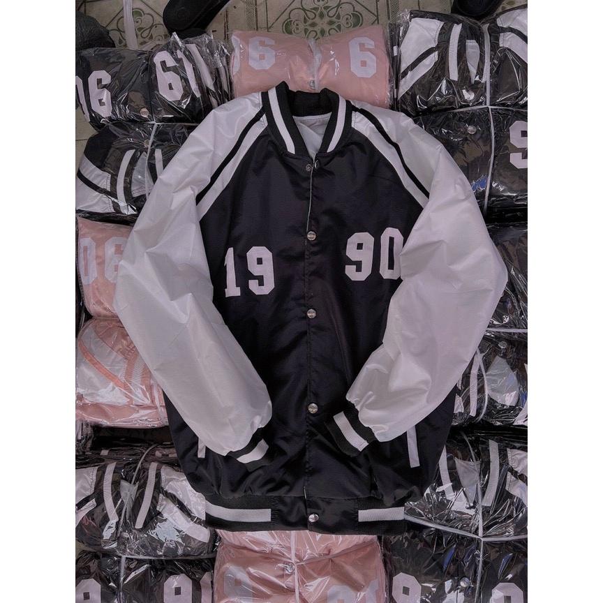 Áo Khoác Bomber Jacket Dù 2 Lớp 1990 Varsity Form Rộng Basic Nam Nữ Unisex Couple Phong Cách Ulzzang