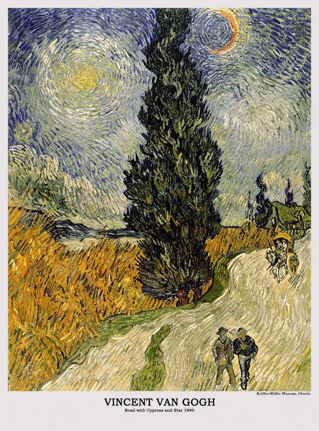Tranh canvas - Road with Cypress and Star (1890) - Vincent van Gogh - DH011