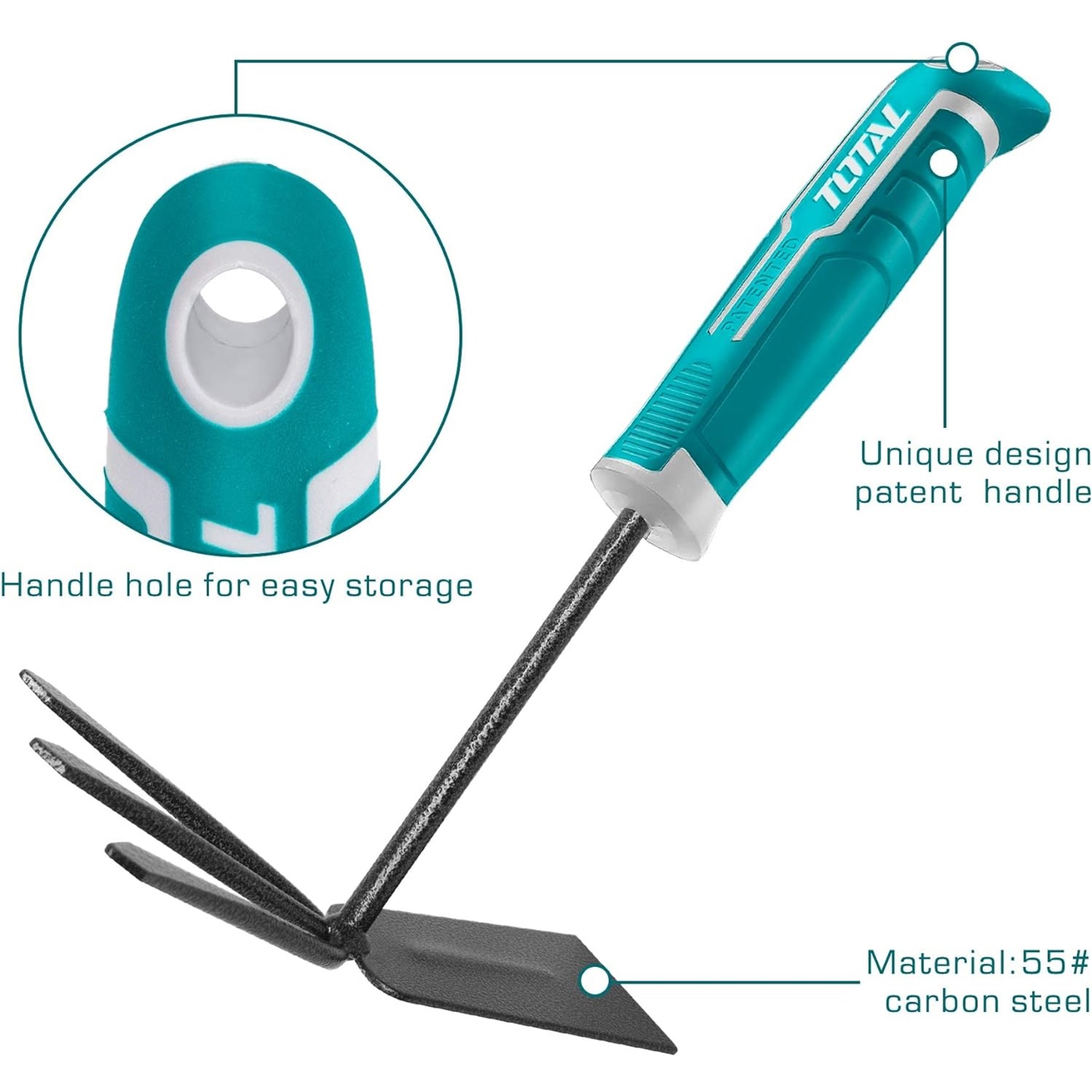 Cây cào đất làm vườn 2 đầu 290mm TOTAL THGT979K - làm từ thép carbon, chăm sóc cây, trồng cây, trồng hoa - Tốc độ 247
