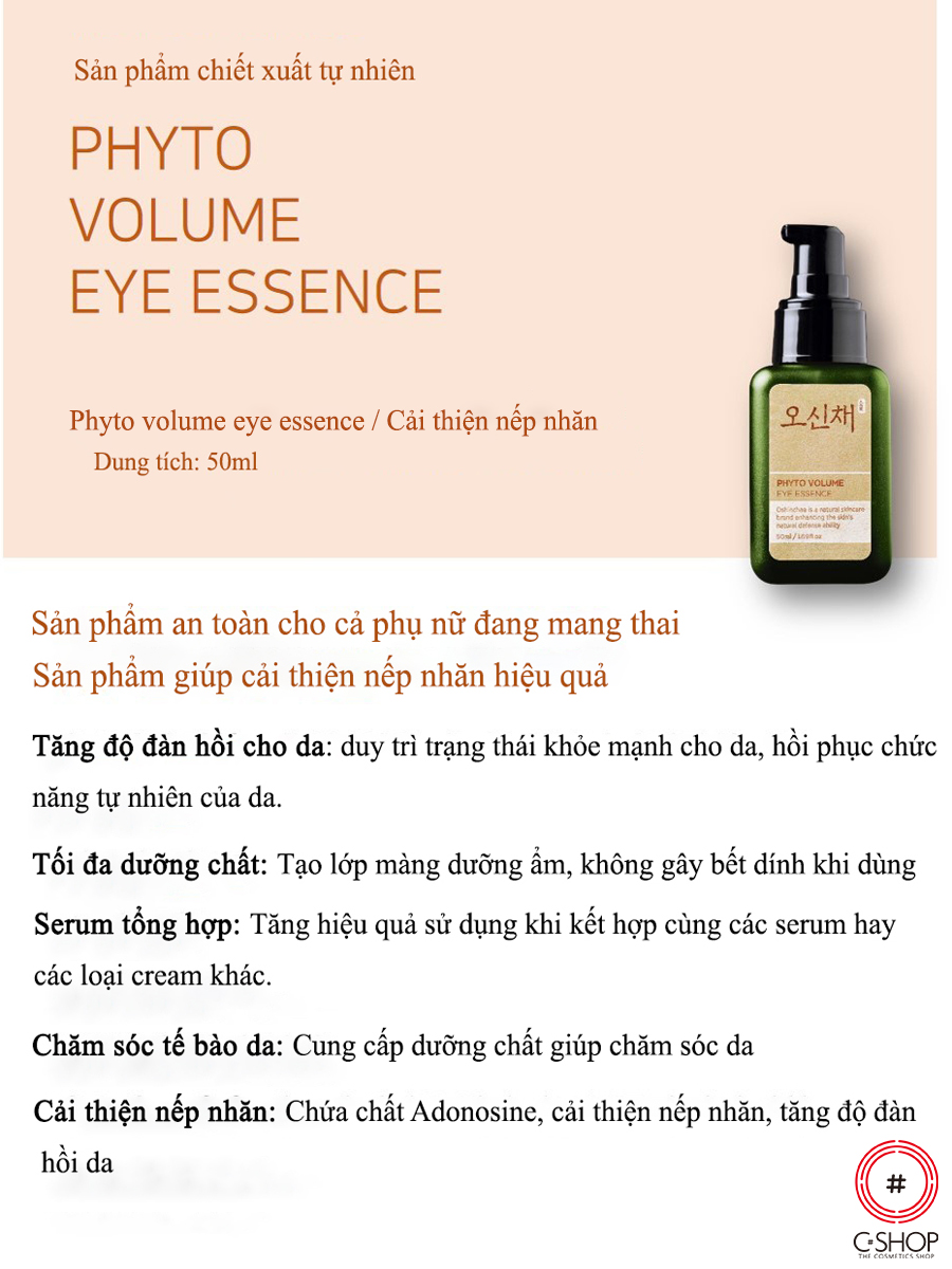 Tinh dưỡng da vùng mắt - hạn chế nếp nhăn Oshinchae Phyto Volume Eye Essence