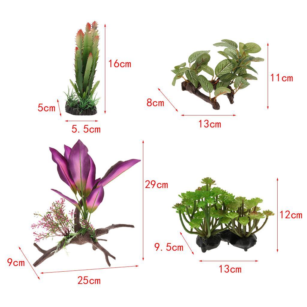 Set of 2, Reptile Terrarium Leaves Vines Vivarium Ornament Fake Plant Decor