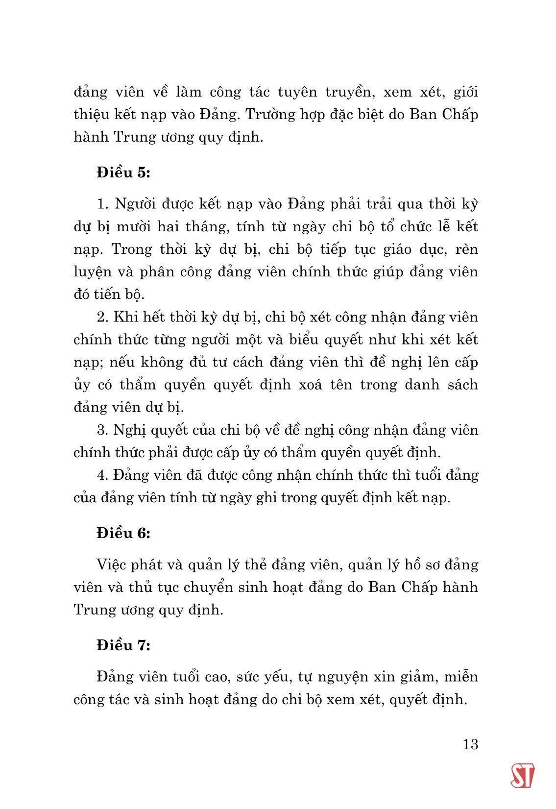 Điều Lệ Đảng Và Một Số Quy Định, Hướng Dẫn Thi Hành