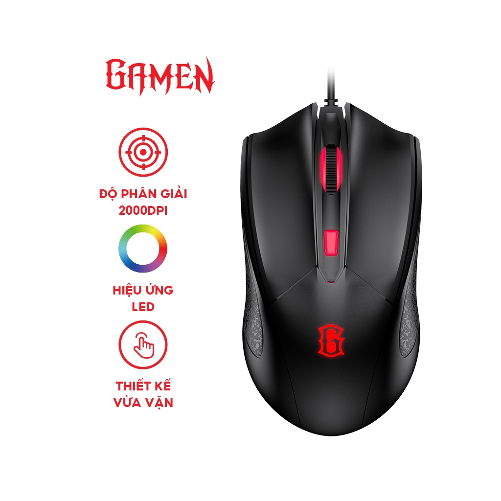 Chuột Máy Tính Gamen GM100 Chuột Gaming Đèn Led RGB 2000 DPI di chuột chuẩn xác chuyên game - Hàng Chính Hãng