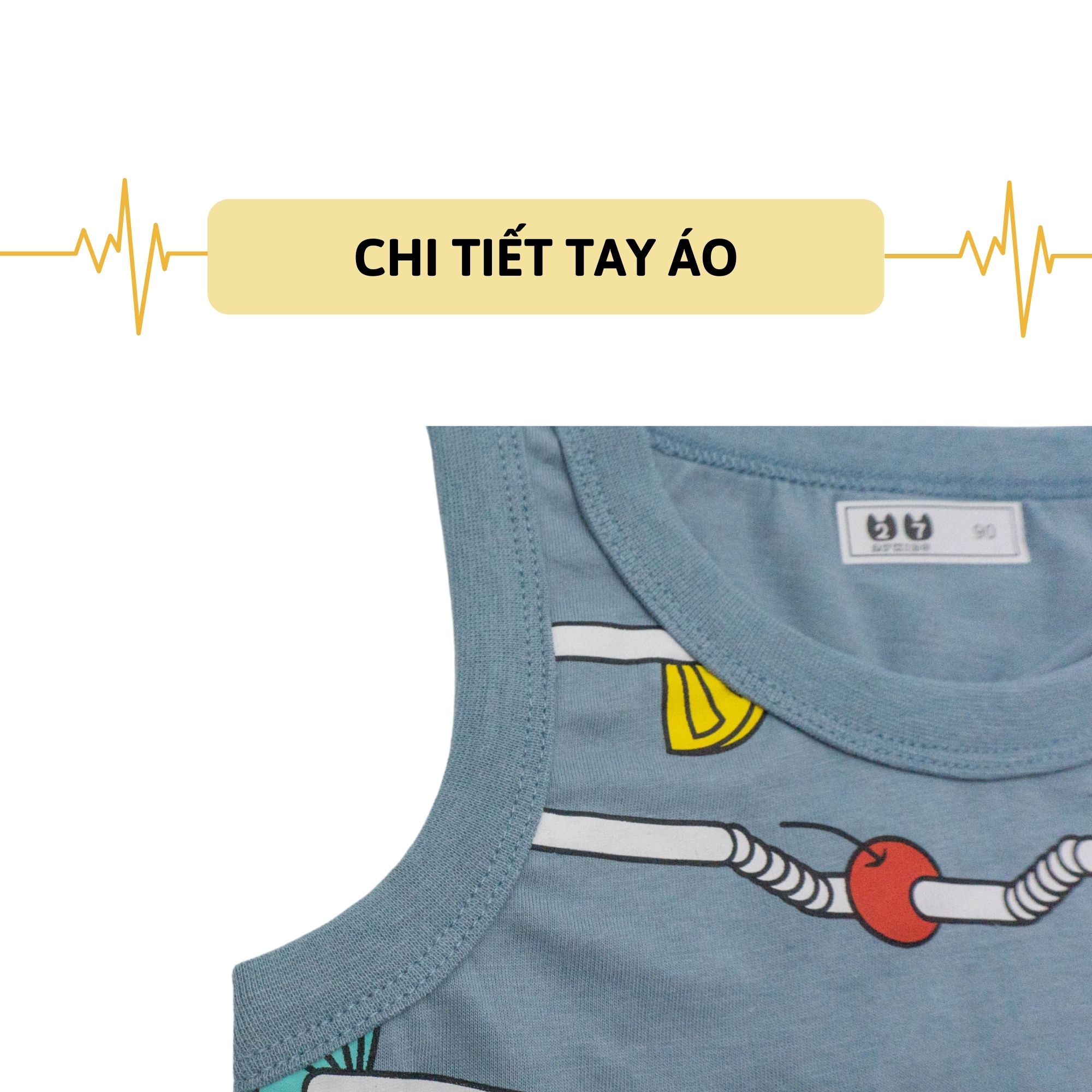 Áo ba lỗ bé trai 27Kids áo thun sát nách cho bé CHANH XANH S1064