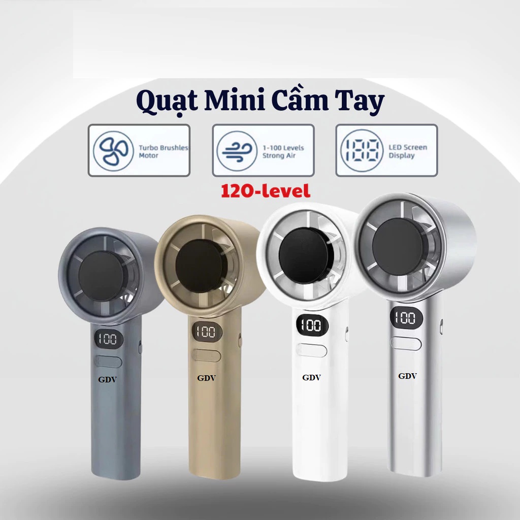Quạt Cầm Tay Mini GDV M11 Làm Mát Nhanh Với 120 Mức Gió, Sạc Nhanh, Màn Hình LCD Hiển Thị Tốc Độ Gió - Màu Ngẫu Nhiên - Hàng Chính Hãng