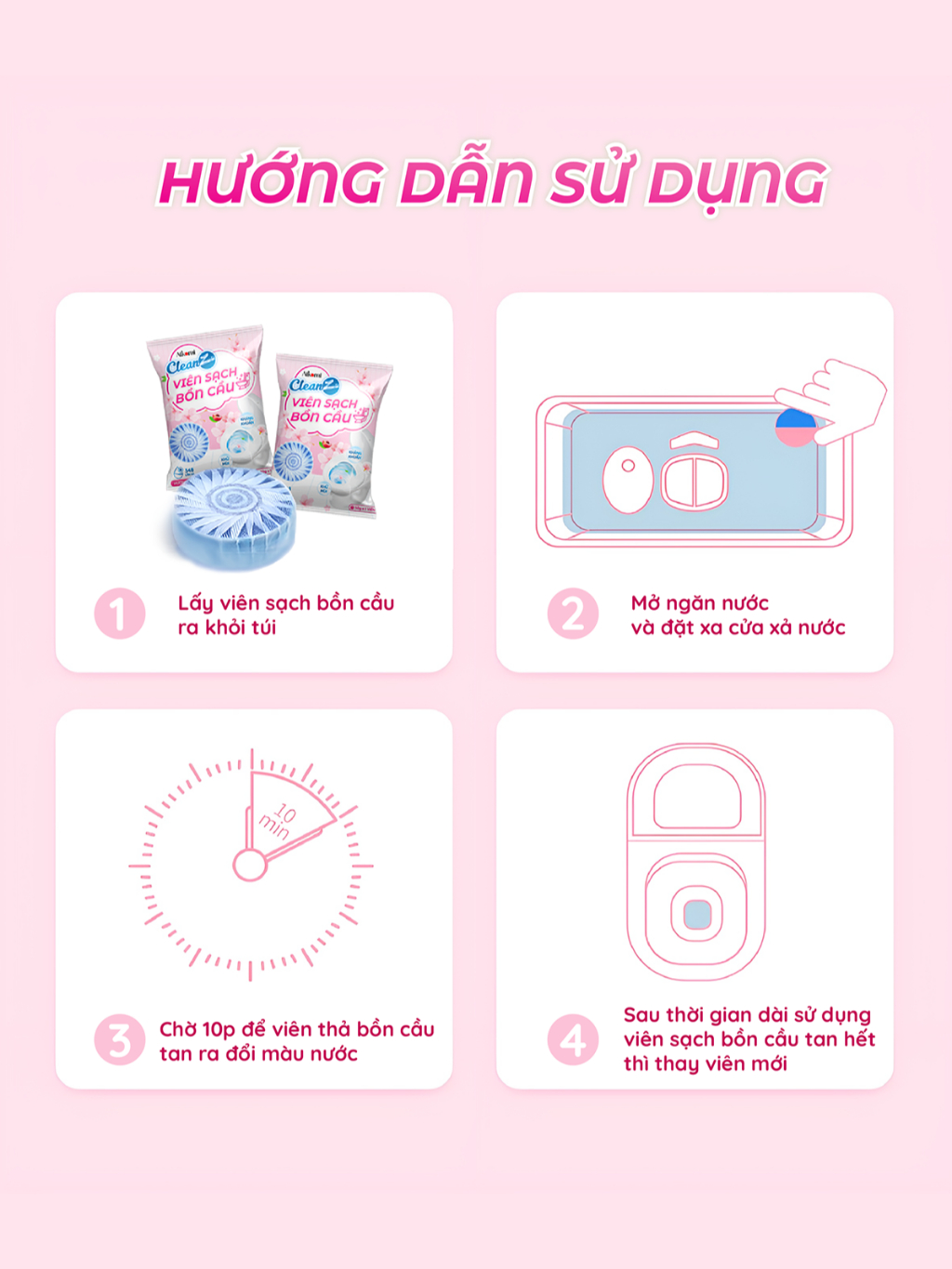 Viên thả bồn cầu CleanZ thế hệ mới sạch khuẩn thơm mát tẩy sạch mảng bám khử mùi diệt vi khuẩn toilet