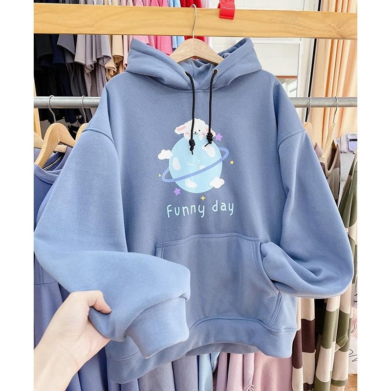 Áo Hoodie Chống Nắng THIFU FASHION In Hình Quả Cầu Funny day Nón 2 Lớp Chất Liệu Thun PE Cho Nam Và Nữ Dưới 70kg