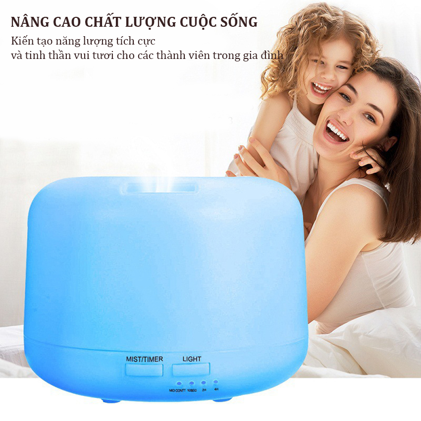 Máy khuếch tán tinh dầu trụ tròn loại lớn 500ml và 300ml led nhiều màu tự động tắt khi hết nước Venado