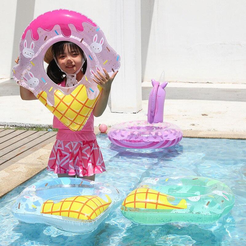 70 # Hình dạng kem Vòng bơi hồ bơi bơm hơi cho trẻ em Hồ bơi PVC dày Vòng tròn phao cao su