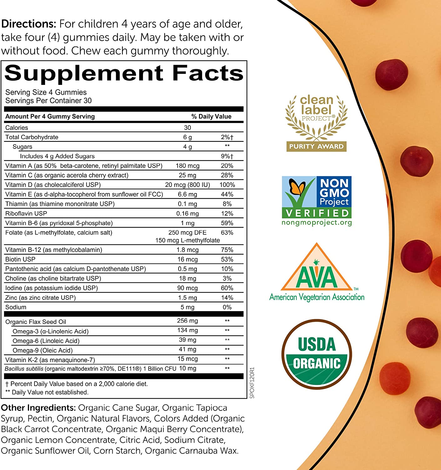 Kẹo dẻo vitamin cao cấp cho trẻ em Smarty Pants Kids Organic hàng Mỹ - Chứng nhận Purity Award