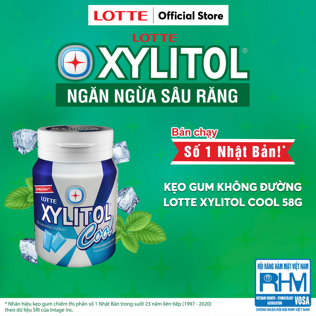 Combo 6 hũ Kẹo gum không đường Lotte Xylitol Cool 55.1 g