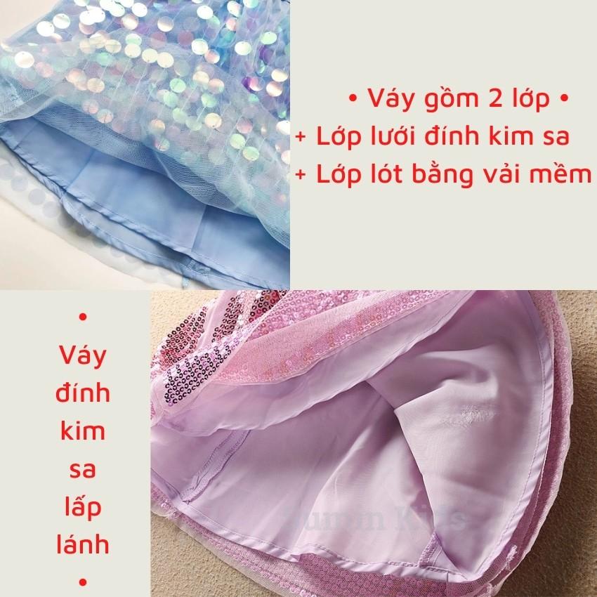 Đầm công chúa elsa mẫu váy công chúa elsa cho bé gái trang trí kim sa sành điệu cho bé gái 11-25kg