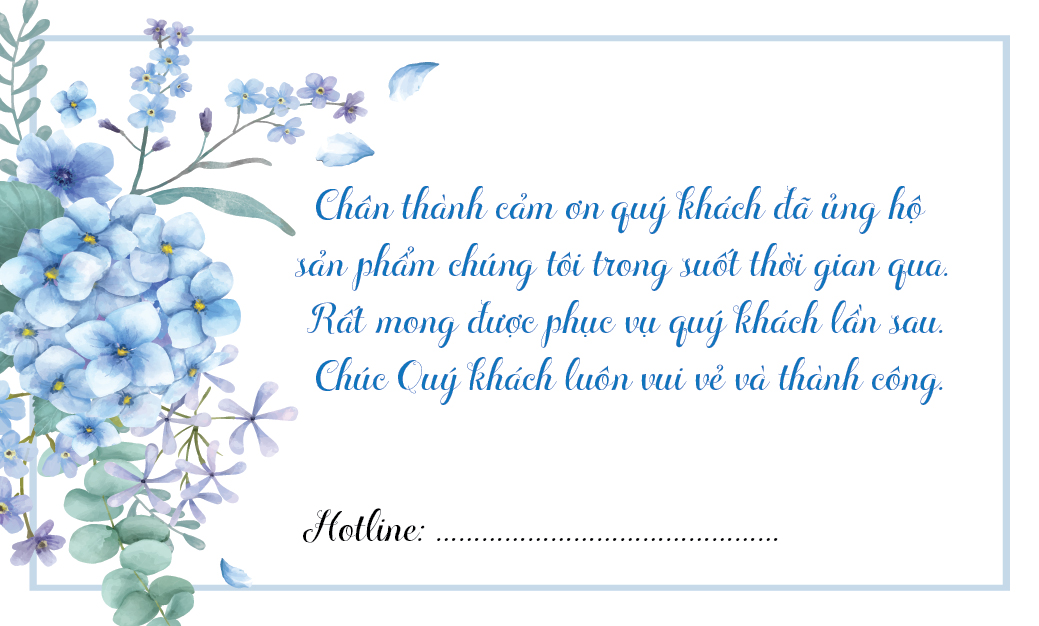 500 Thẻ Cảm Ơn Cho Shop - Mẫu 14 - Hoa Xanh Dương