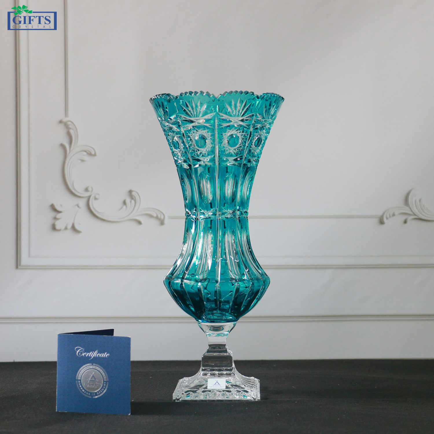 Bình hoa Pha lê Màu Dresen Arnstadt cao 34cm