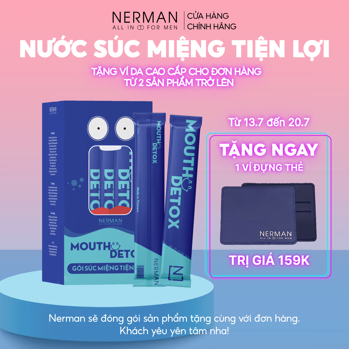 Nước súc miệng dạng gói Mouth Detox Nerman 10ml tiện lợi