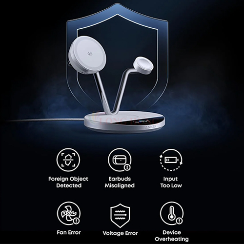 Đế sạc Anker Prime MagGo Wireless Charging Station 3 in 1 AirCool 25W Dock Stand B25X7 - Hàng chính hãng