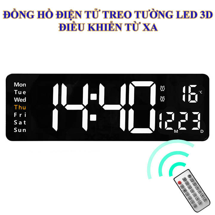 Đồng Hồ Điện Tử Treo Tường Led 3D Điều Khiển Tử Xa DS6626, Màn Hình Hiển Thị Đa Thông Tin