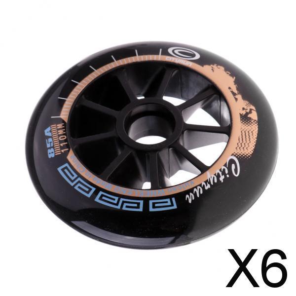 6xSpeed Skating Wheels Outdoor Indoor Inline Skate Wheels Tool 110mm Black