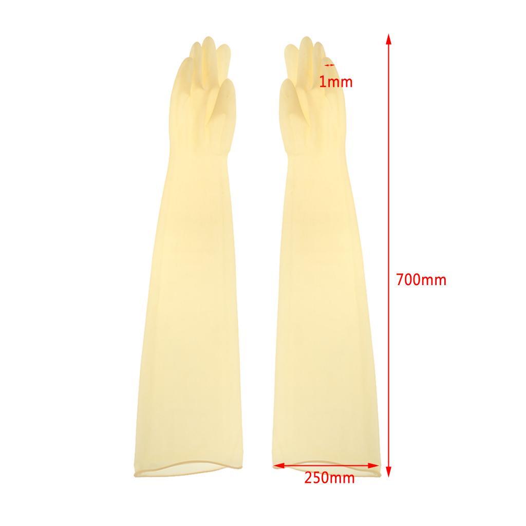 2x1 Pair 70cm Industrial Anti Acid Alkali Rubber Gloves Yellow 700x160x1.0mm