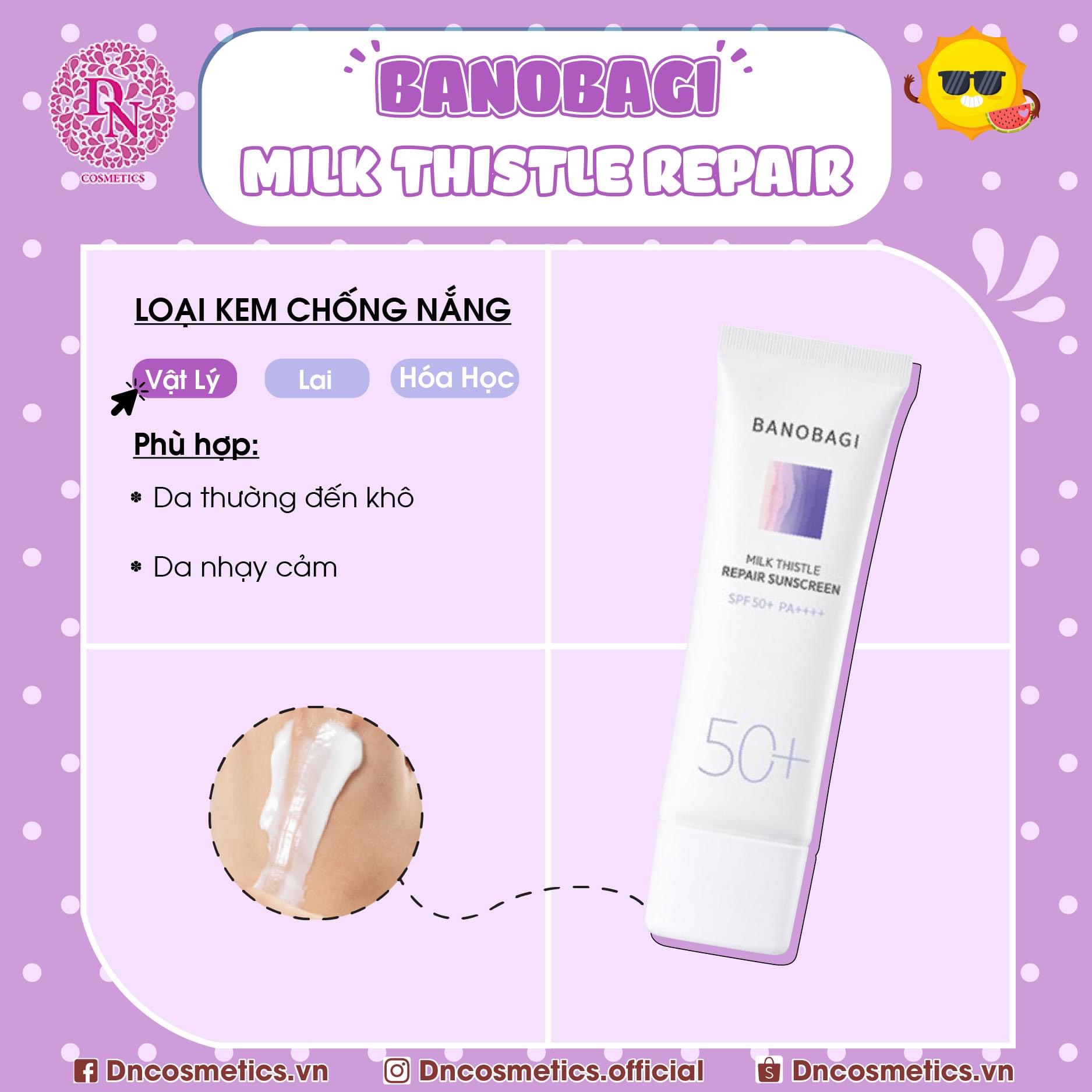 Kem Chống Nắng Banobagi Milk Thistle Repair Sunscreen Tuýp 50ml Tặng Tuýp 10ml