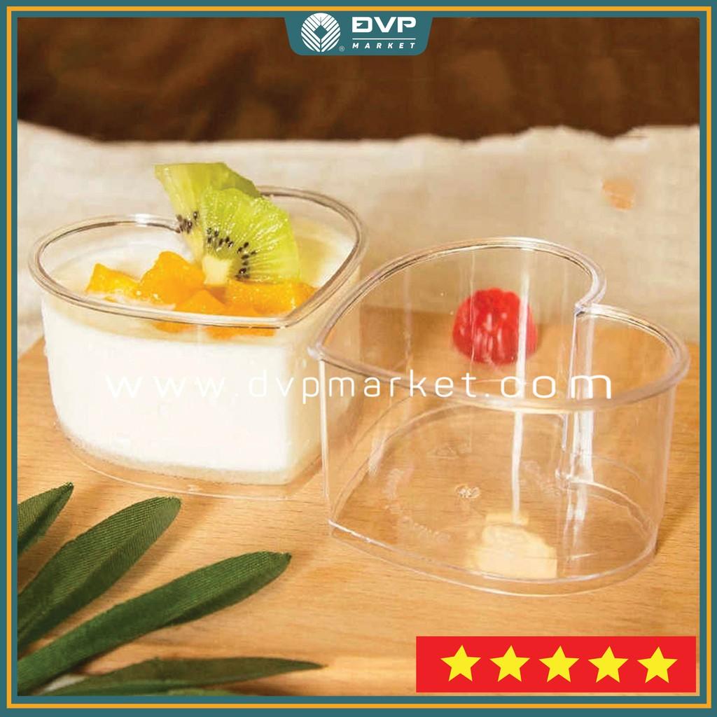 Ly nhựa đựng bánh mousse hình trái tim 6x7cm WH55 (10 cái kèm nắp)