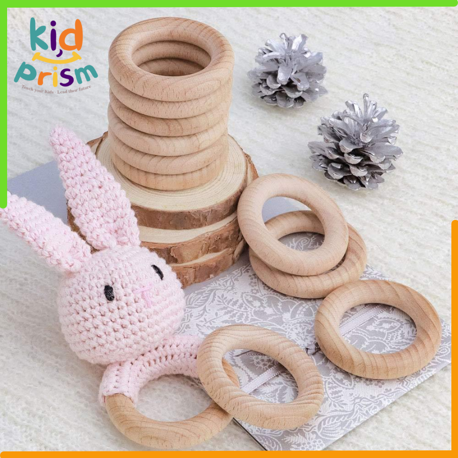 Giáo cụ Montessori - Vòng tròn gỗ dành cho bé từ 0-3 tháng tăng cường phát triển vận động tinh