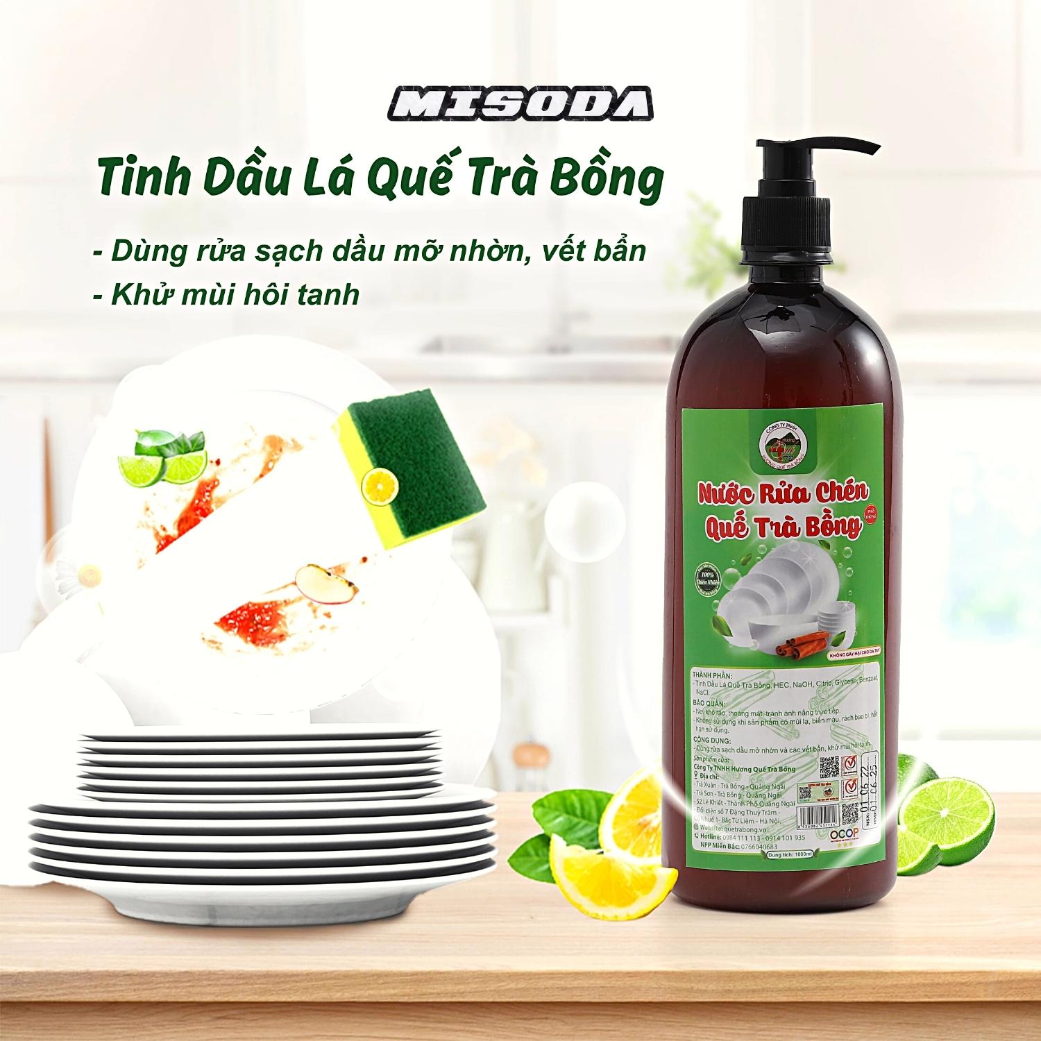 Nước Rửa Chén Bát Hương Quế Trà Bồng 1000ml – 5000ml, Thành Phần Tự Nhiên, An Toàn Cho Da Và Sức Khỏe, Đánh Bật Dầu Mỡ Và Mảng Bám, Mùi Hương Dễ Chịu – Hàng Chính Hãng