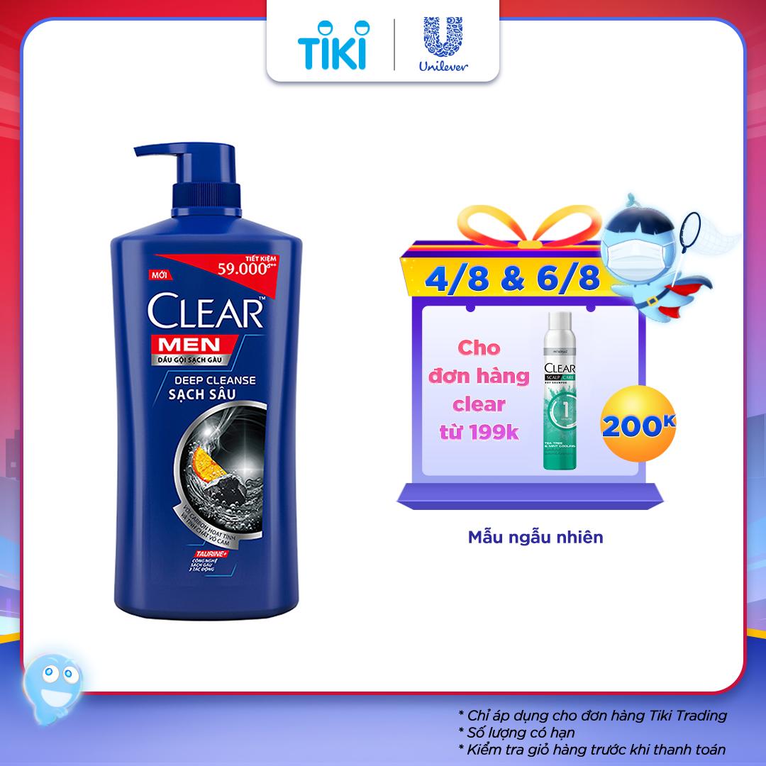 Dầu Gội Sạch Gàu Clear Men Deep Cleanse Sạch Sâu 630g