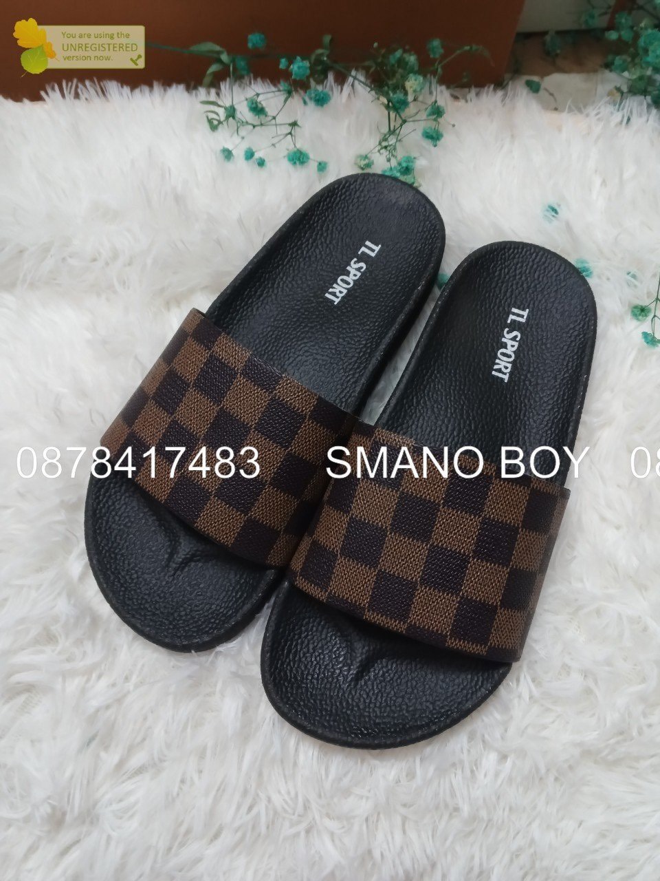 DÉP QUAI NGANG NỮ CARO NÂU SMANO HOẢ TỐC