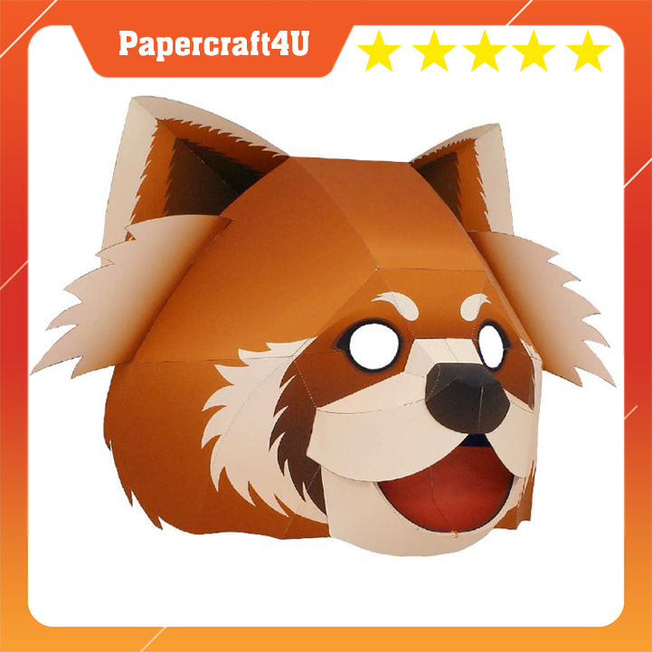 Mô hình giấy 3D Lễ hội Halooween Mặt nạ Hóa trang Gấu Đỏ Lesser Panda